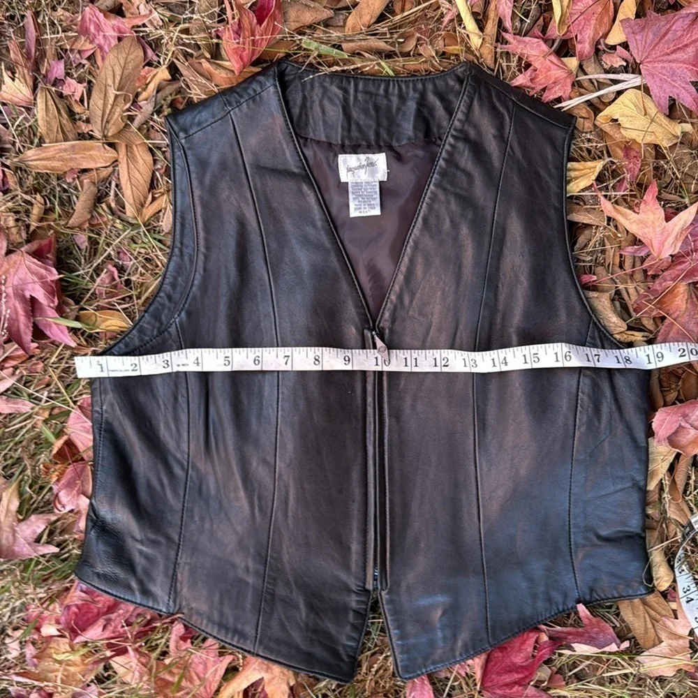 Vintage Black Leather Vest by Jaqueline Ferrar size medium / large
